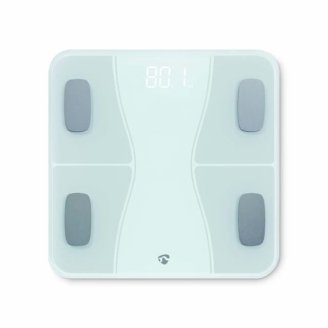 Nedis SmartLife Personvægt | Bluetooth® | Ben / BMI / BMR / Fedt / Muskler / Vand / Vægt | 12 | Maksimal belastning: 180 kg | Android™ / IOS | ABS / Glas | Hvid