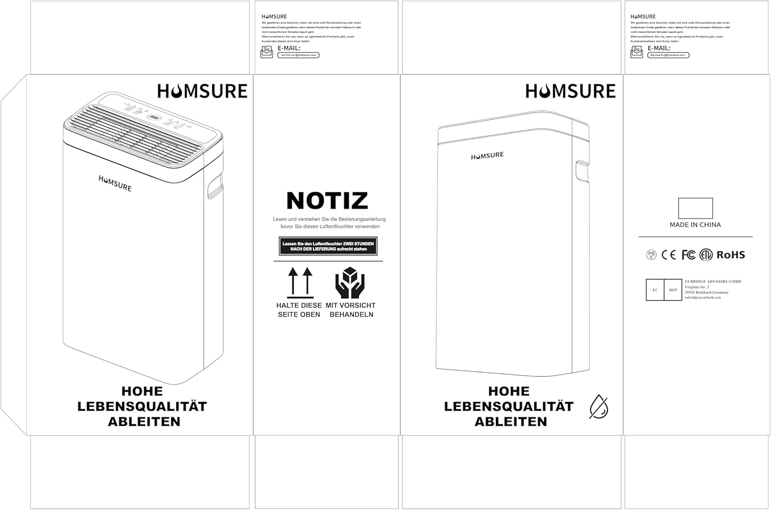 Luftentfeuchter 16L, Entfeuchter elektrisch, Luftentfeuchter Keller für Räume bis zu 122m³/25m², mit 1.2M Ablaufschlauch, Timer, 10 J. Gar.