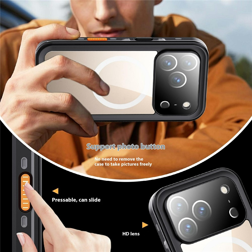 iPhone 17 Pro Wasserfeste MagSafe Outdoor Schutz Hülle (IP68) - Schwarz / Transparent