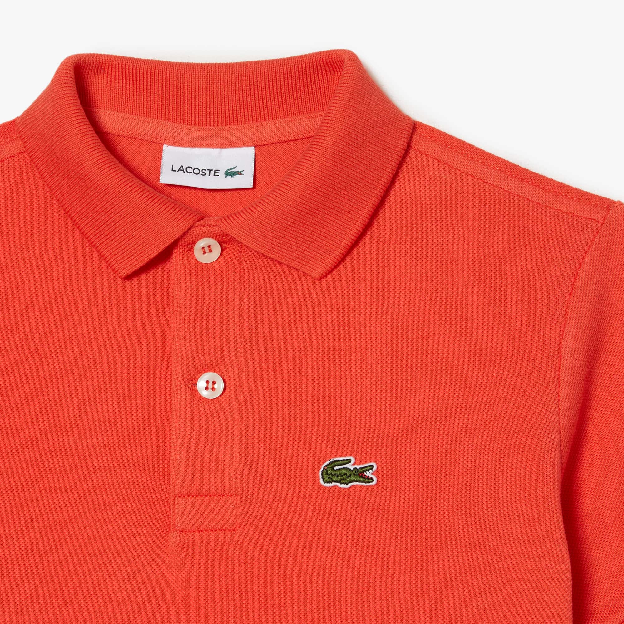 Polo enfant Lacoste regular fit en petit piqué uni Polos - Orange - Lacoste - Enfant
