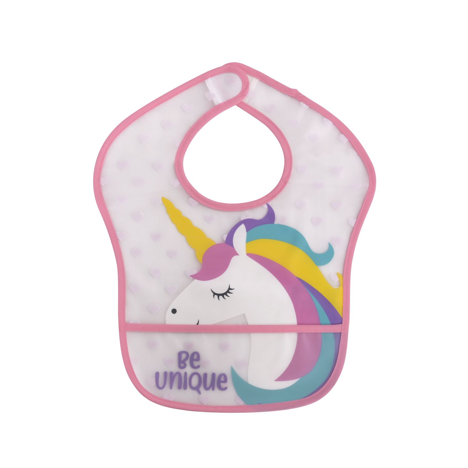 Baby Care Babylätzchen 2er-Set, Auffangtasche, Klettverschluss, wasserdicht rosa