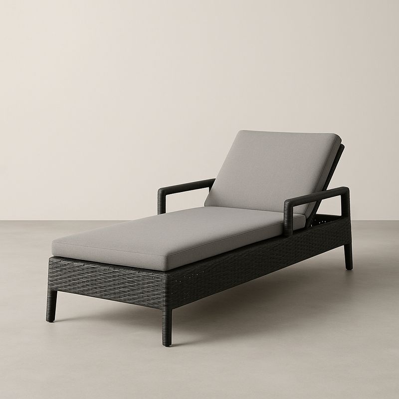 Gartenliege Aluminium PE-Rattan Schwarz Grau Verstellbar 200cm x 65cm x 90cm