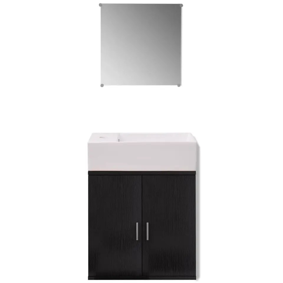 vidaXL - Badkamer Meubel - Zwart - Bewerkt hout