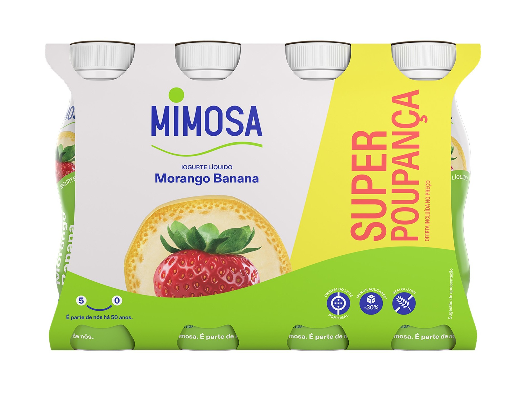 IOGURTE LIQUIDO MIMOSA MORANGO BANANA PACK POUPANÇA 8X151ML