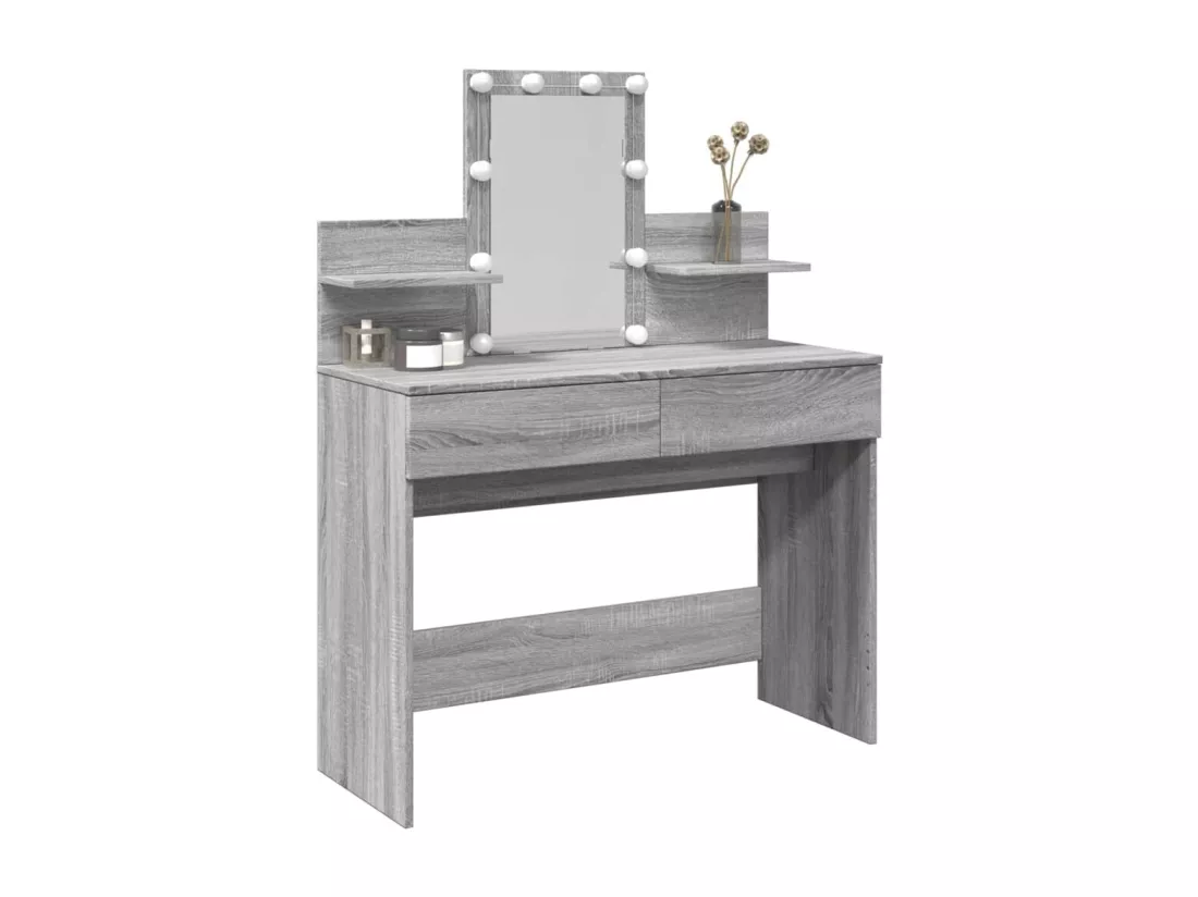 Coiffeuse avec LED sonoma gris 100x40x130 cm