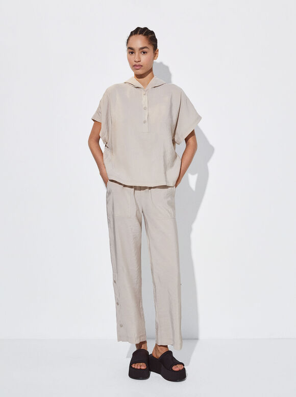 Camisa com capuz fluida - Cinza