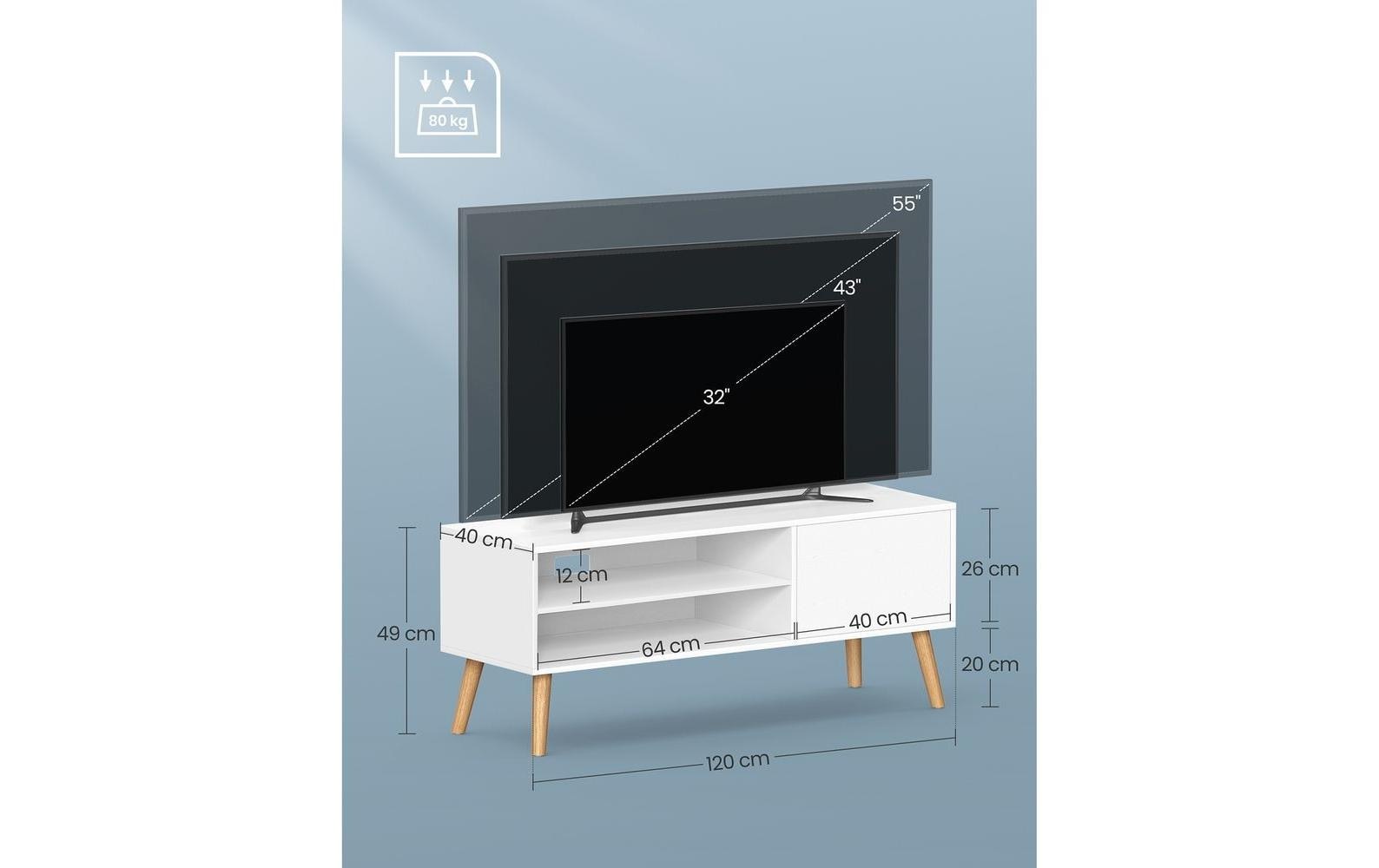 VASAGLE TV-Schrank »Skandinavisch 110 x 40 cm Weiss«