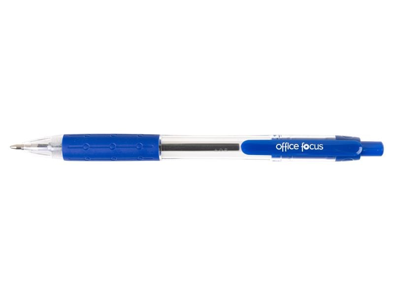 office focus Kugelschreiber Office Focus 1 mm Mine, Blau, 1 Druckkugelschreiber mit Clip und weichem Griff