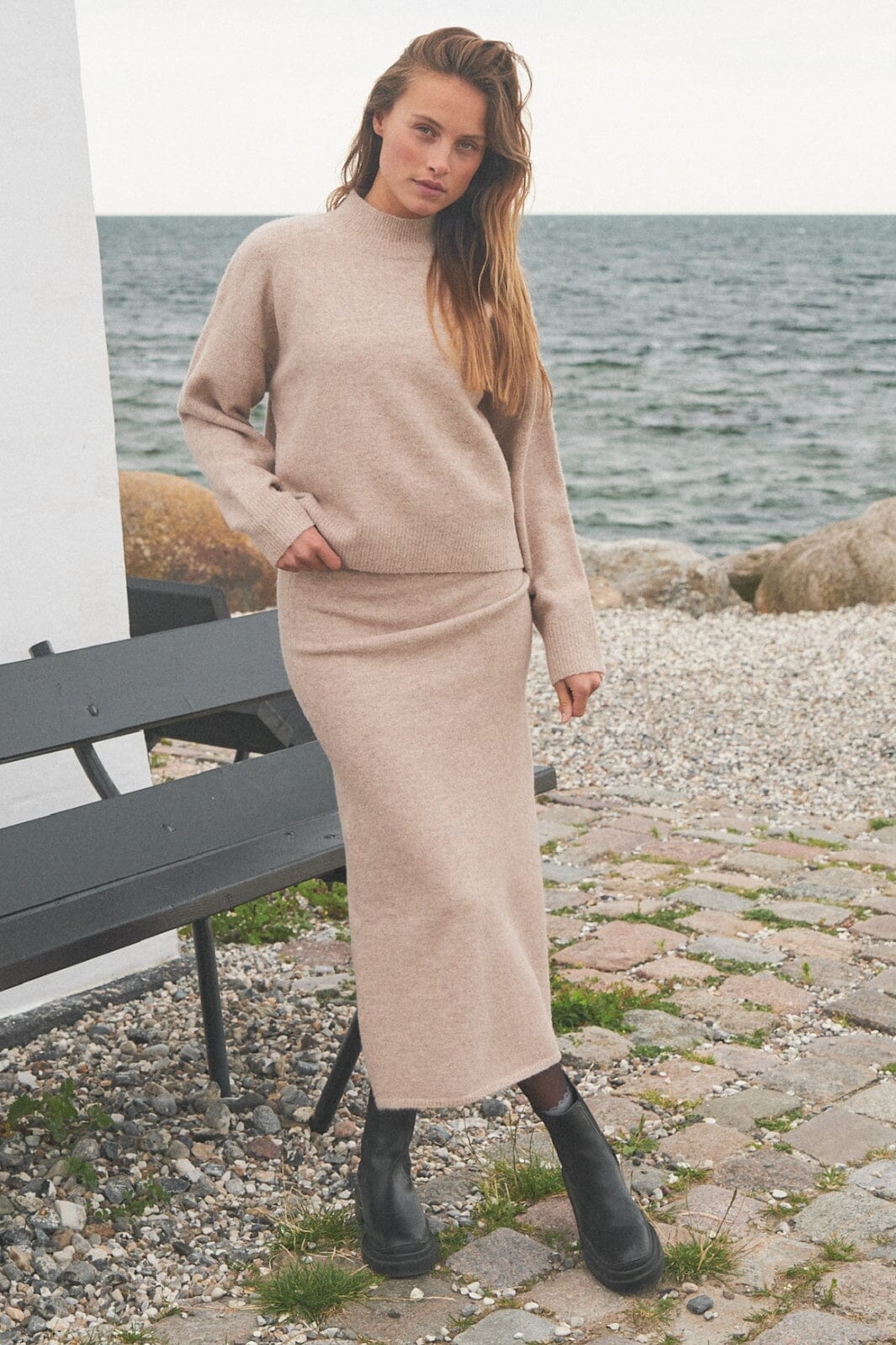 Neo Noir Ashanti Knit Skirt sand melange