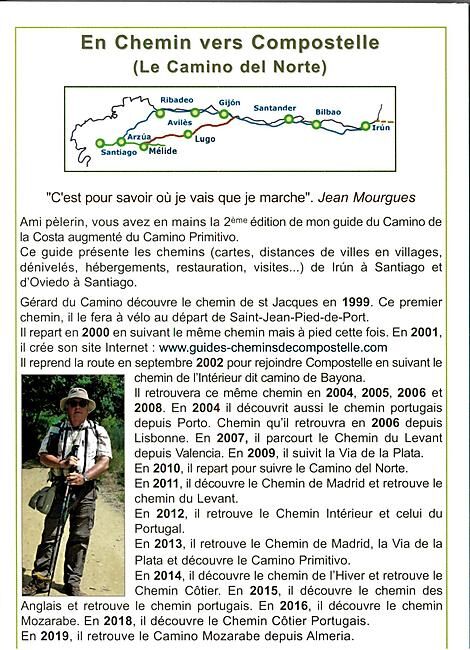 GERARD DU CAMINO - LE CHEMIN COTIER LE CHEMIN PRIMITIF