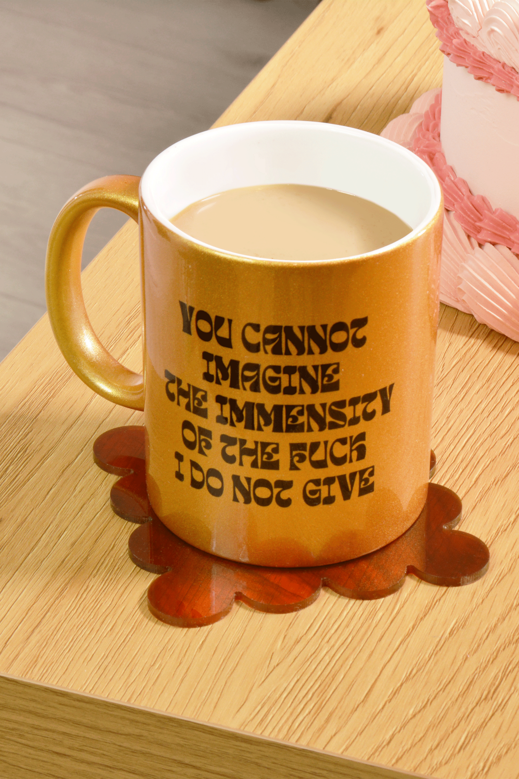 FLAMINGO CANDLES Mug YOU CANNOT IMAGINE THE IMMENSITY OF THE FUCK I DO NOT GIVE Jaune