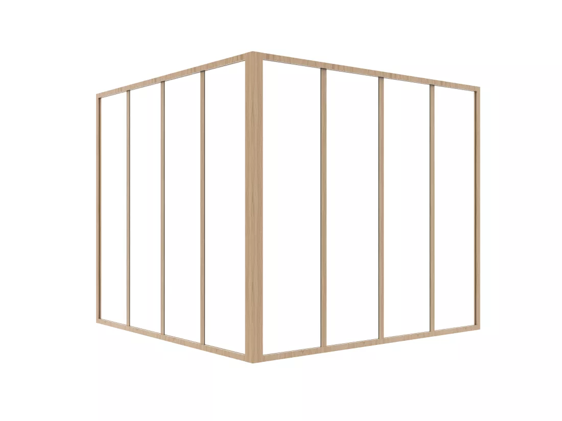Verrière d'angle d'atelier en aluminium thermolaqué - L120 x L120 x H105 - Naturel clair - BAYVIEW