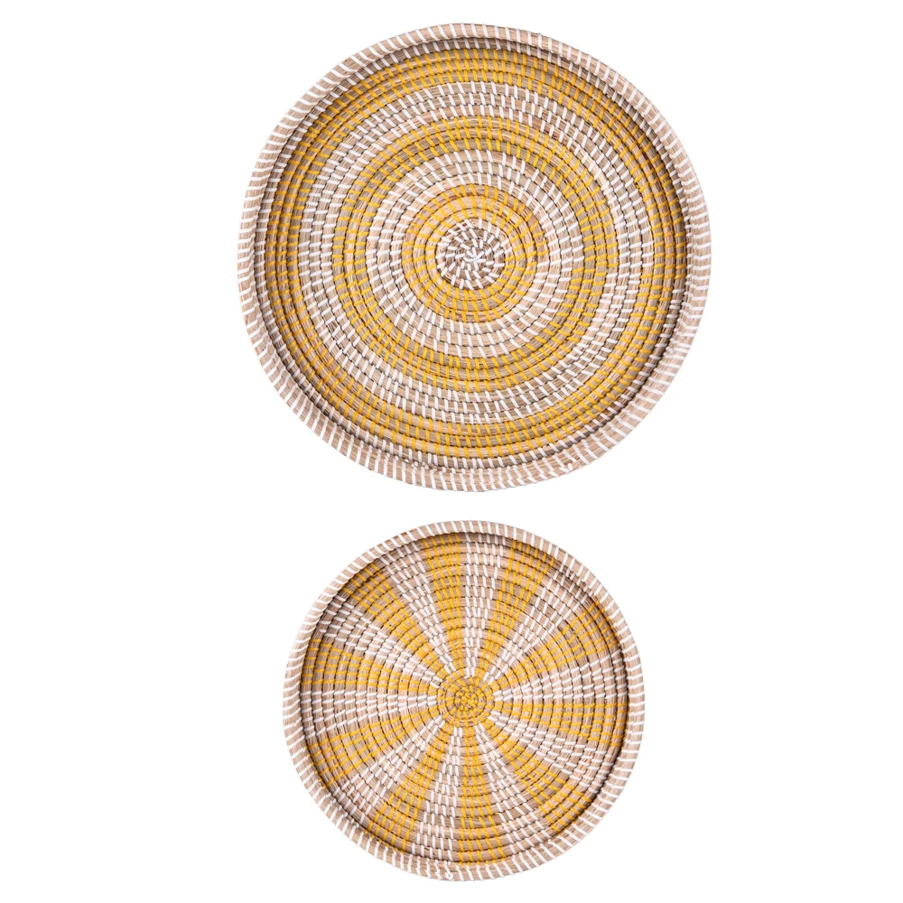Set de 2 plateaux jonc mer jaune Table passion
