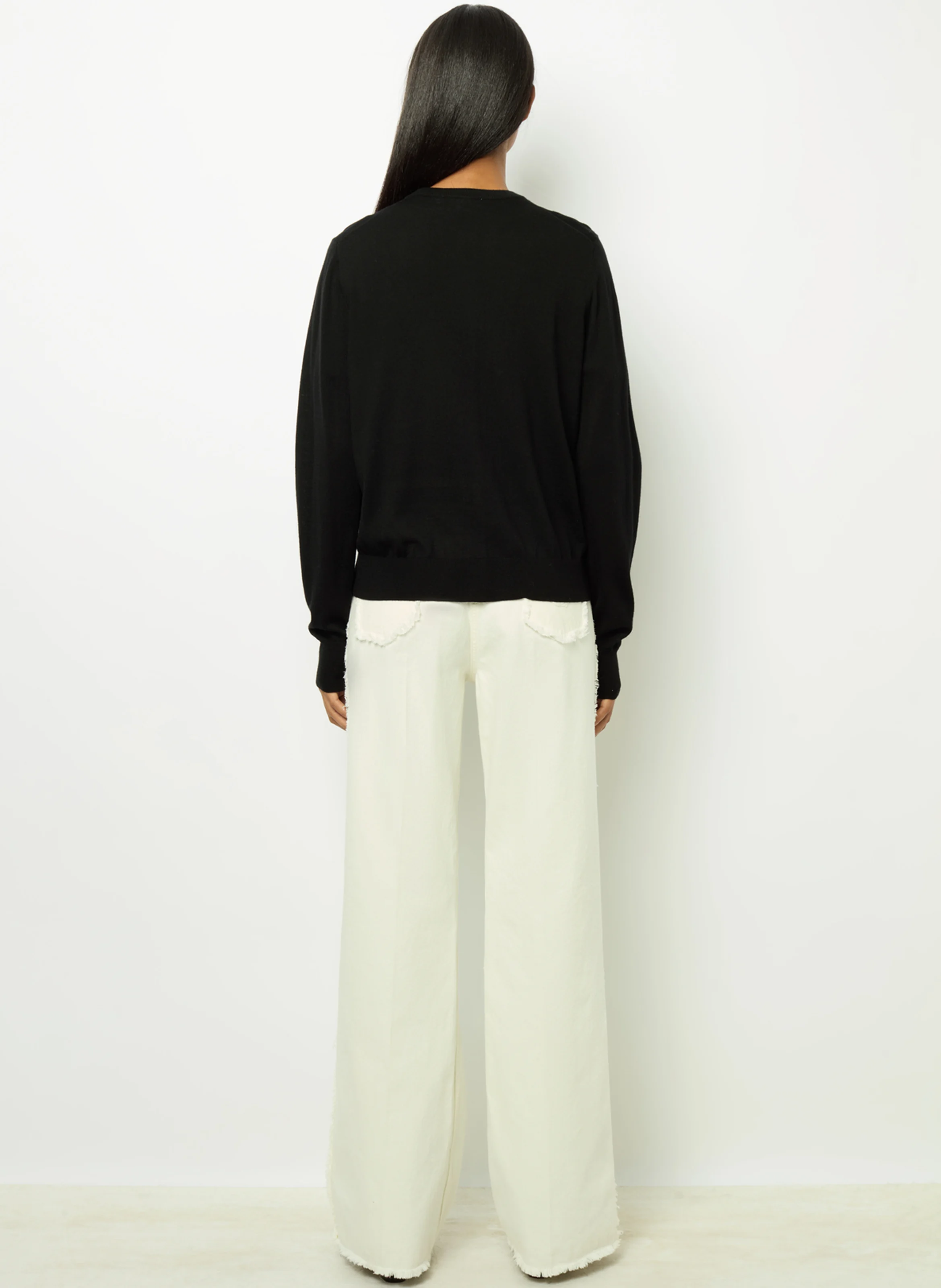 JUSTINE - Cardigan col rond en laine | Noir