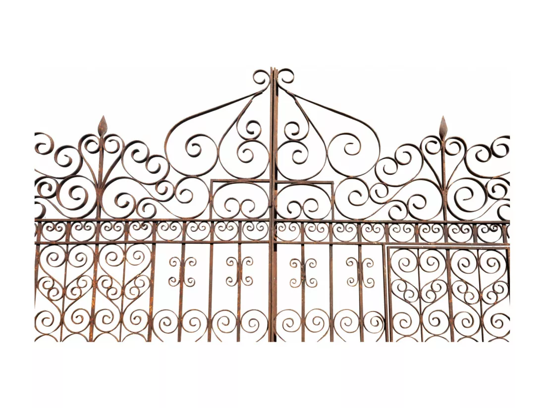 BISCOTTINI Portail en fer - Fer massif avec détails ornementaux - Clôture en fer - Portail en métal - Porte décorative - Portail d'entrée - 360x10x300cm