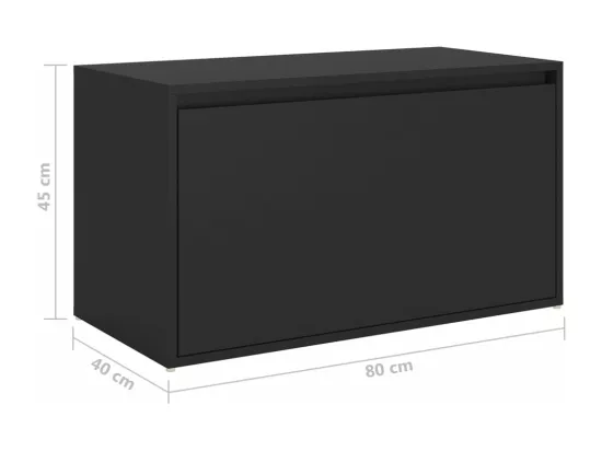 Banc d'entrée 80x40x45 cm Noir Bois d'ingénierie