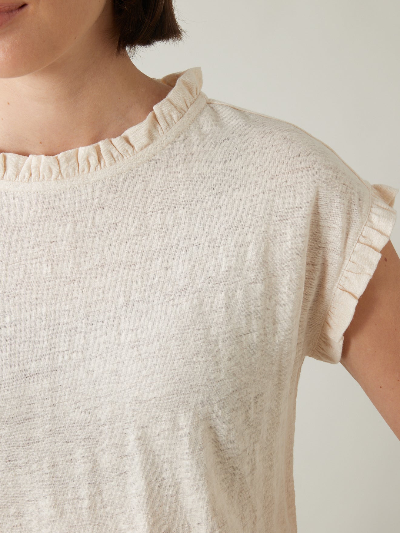 T-shirt lin col froufrou femme