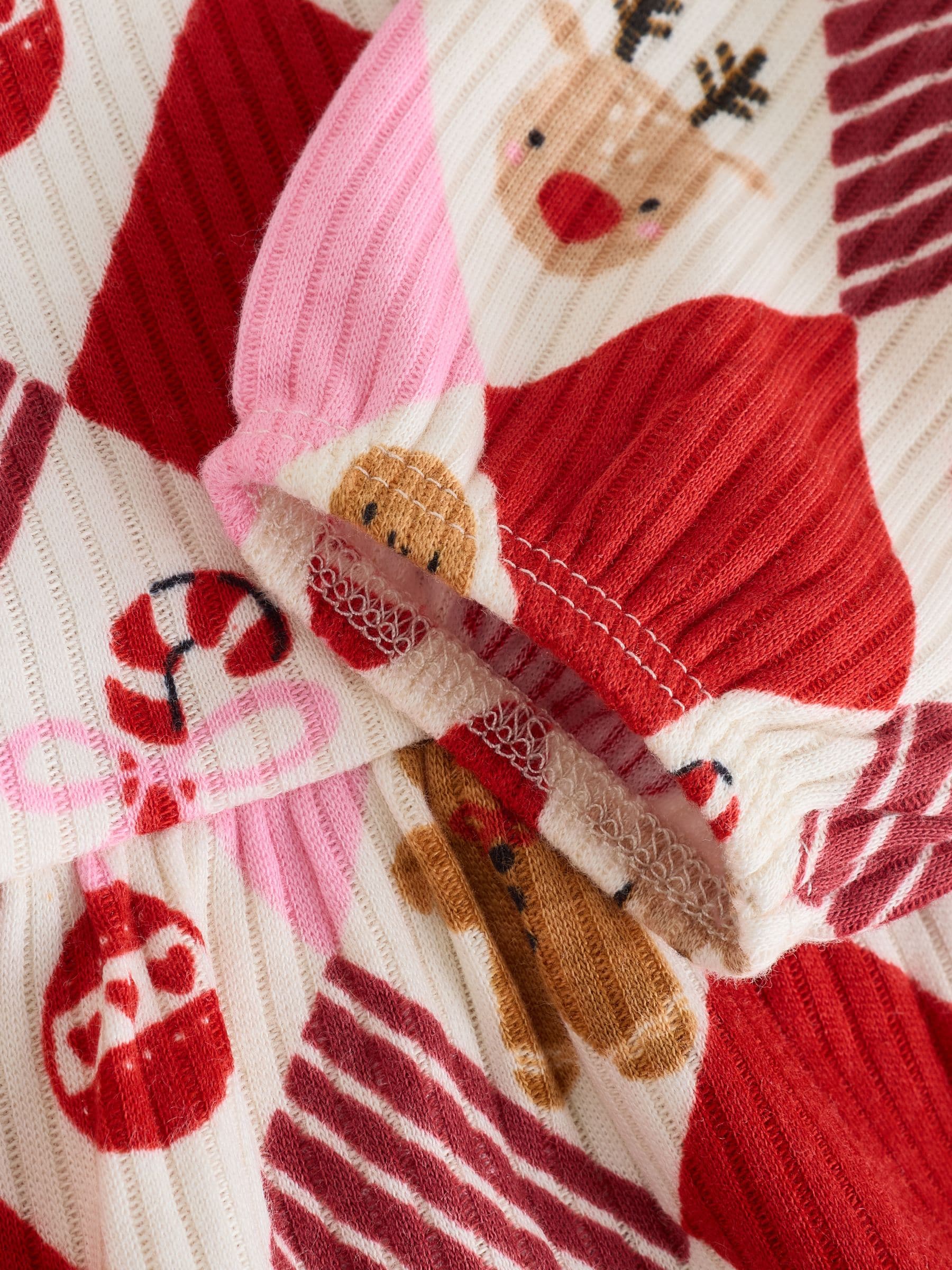 Rood/Roze Harlequin personage - Jersey babyjurk met kerstprint (0mnd -2jr)