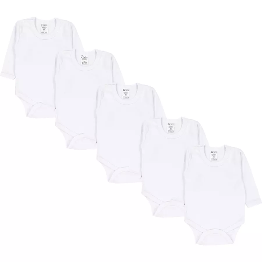 TupTam Jungen Baby Body Langarm 5er Pack weiß
