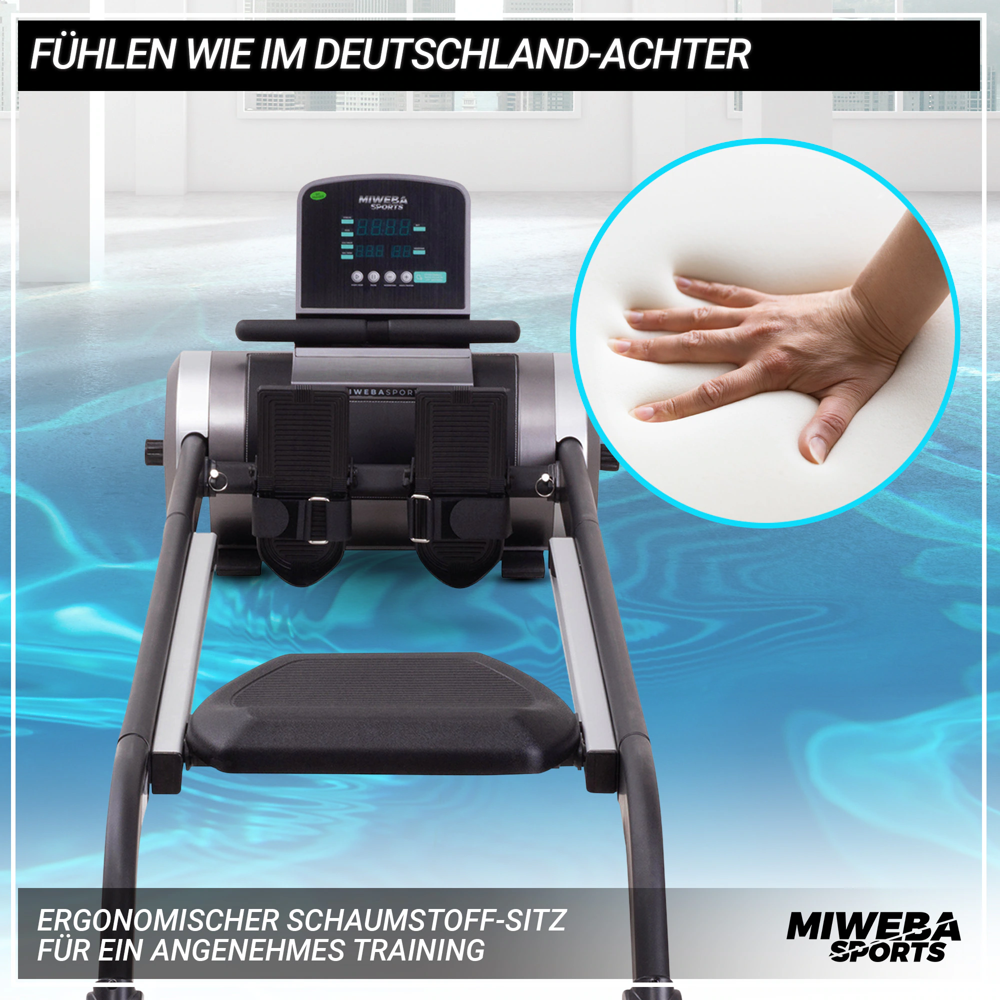 Miweba Sports Rudergerät MR100, Rudermaschine kompakt, Schaumstoff-Sitz, Display, Magnetbremse (Grau)