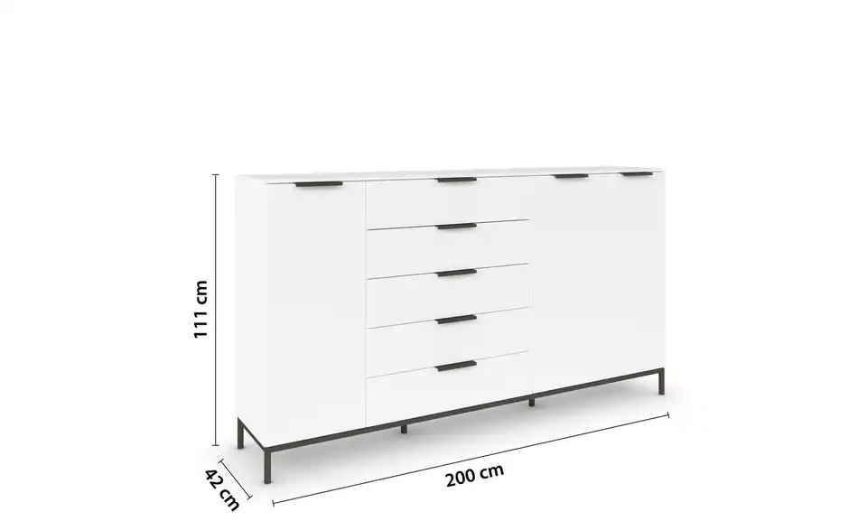 Highboard Weiß Weiß Front: Dekor, Oberboden: Dekor Graphit