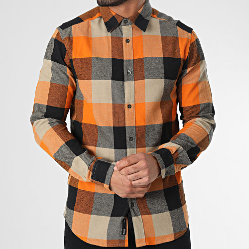 Chemise Manches Longues A Carreaux Gudmund 22020301 Orange