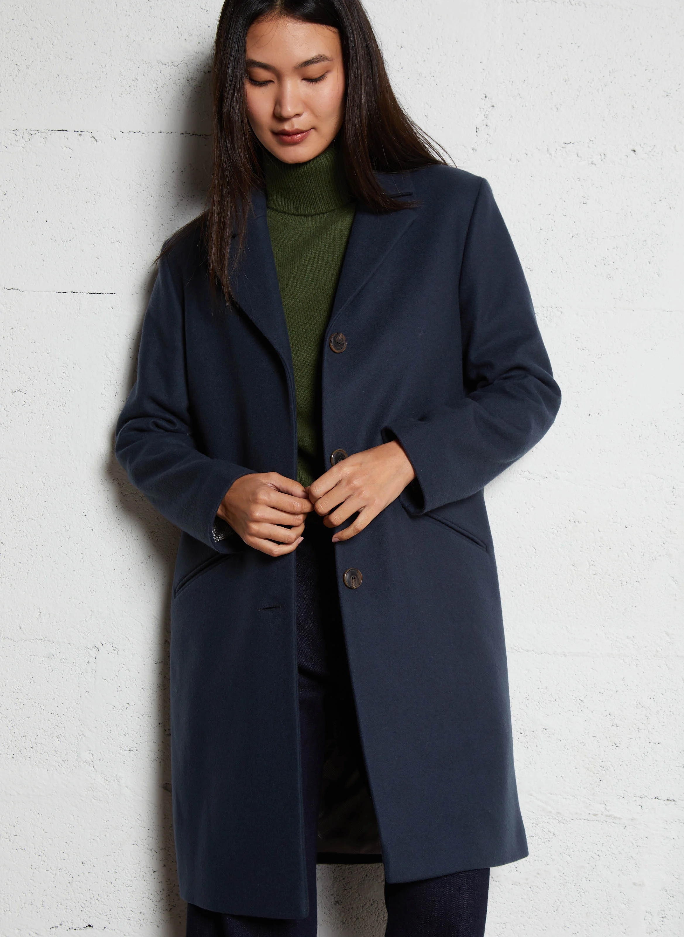 MOLLY - Manteau col tailleur en laine mélangée | Gris
