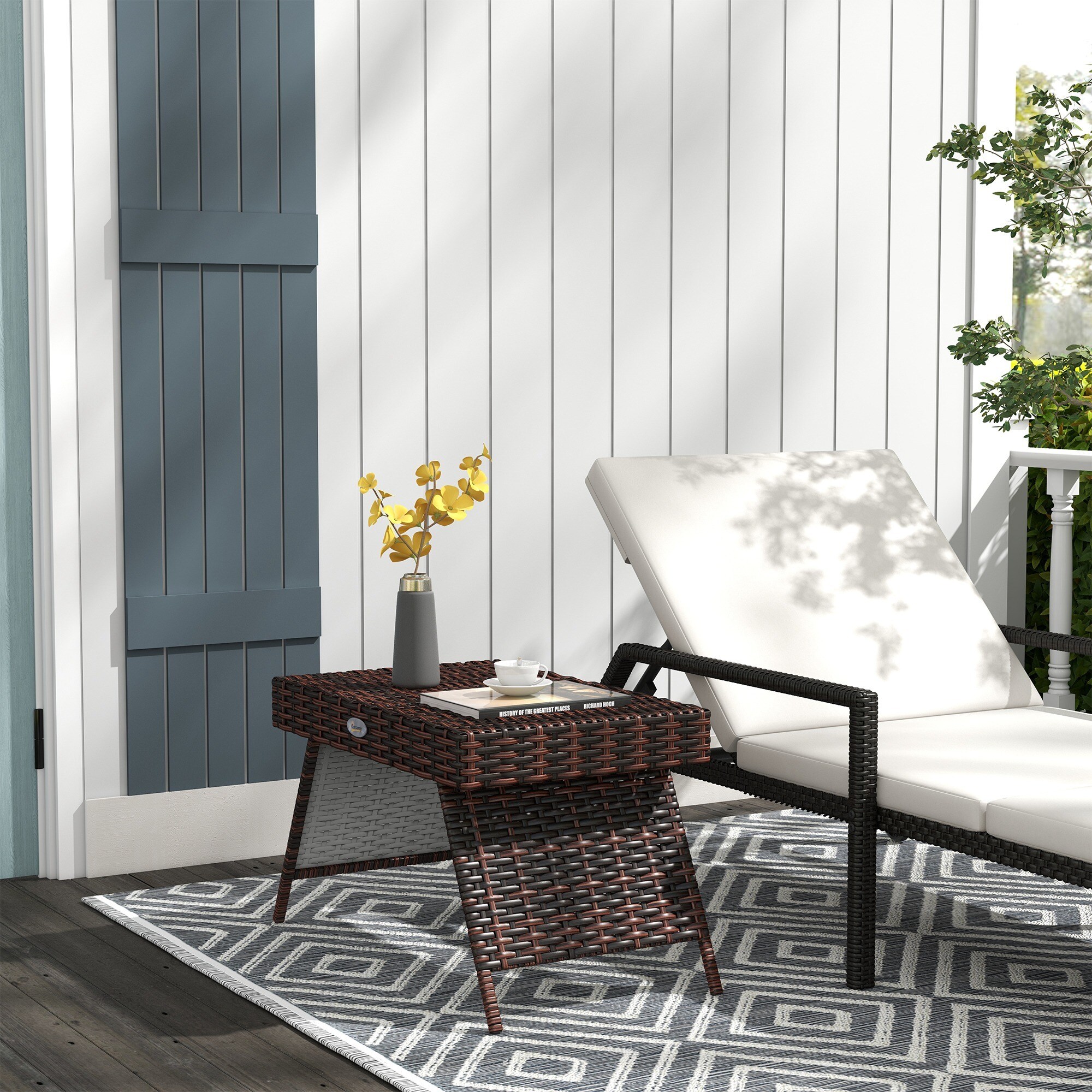 Outsunny Beistelltisch mit einklappbaren Tischbeinen braun 60L x 41B x 41Hcm