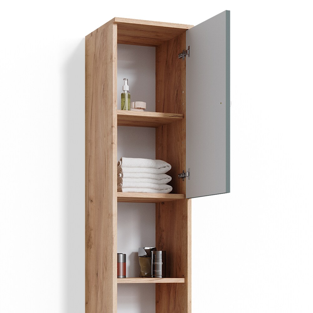 Vicco Hochschrank Badschrank Badezimmerschrank Fynn Eiche Grün Badmöbel 190 x 30