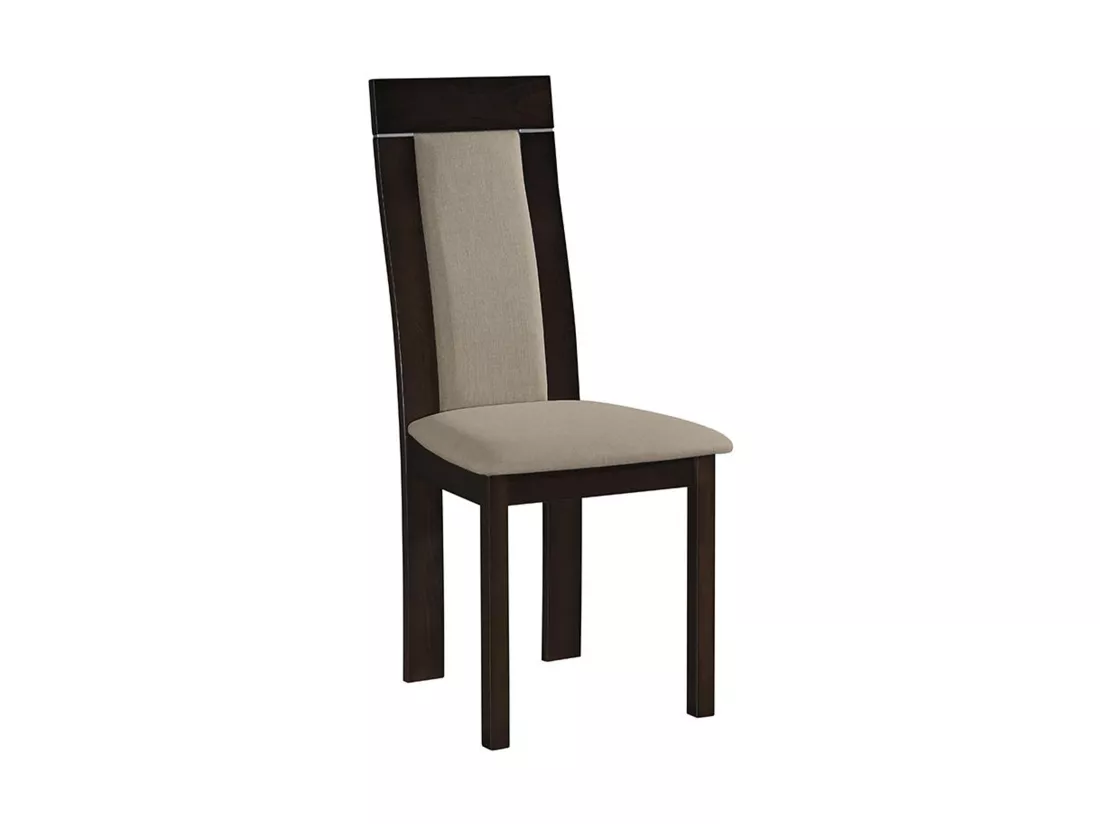 Lot de 2 chaises BELINDA - Hêtre et tissu - Coloris : Noyer et Beige
