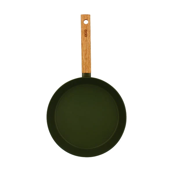 Poêle Ector induction aluminium revêtu manche en bois 24 cm vert Ogo