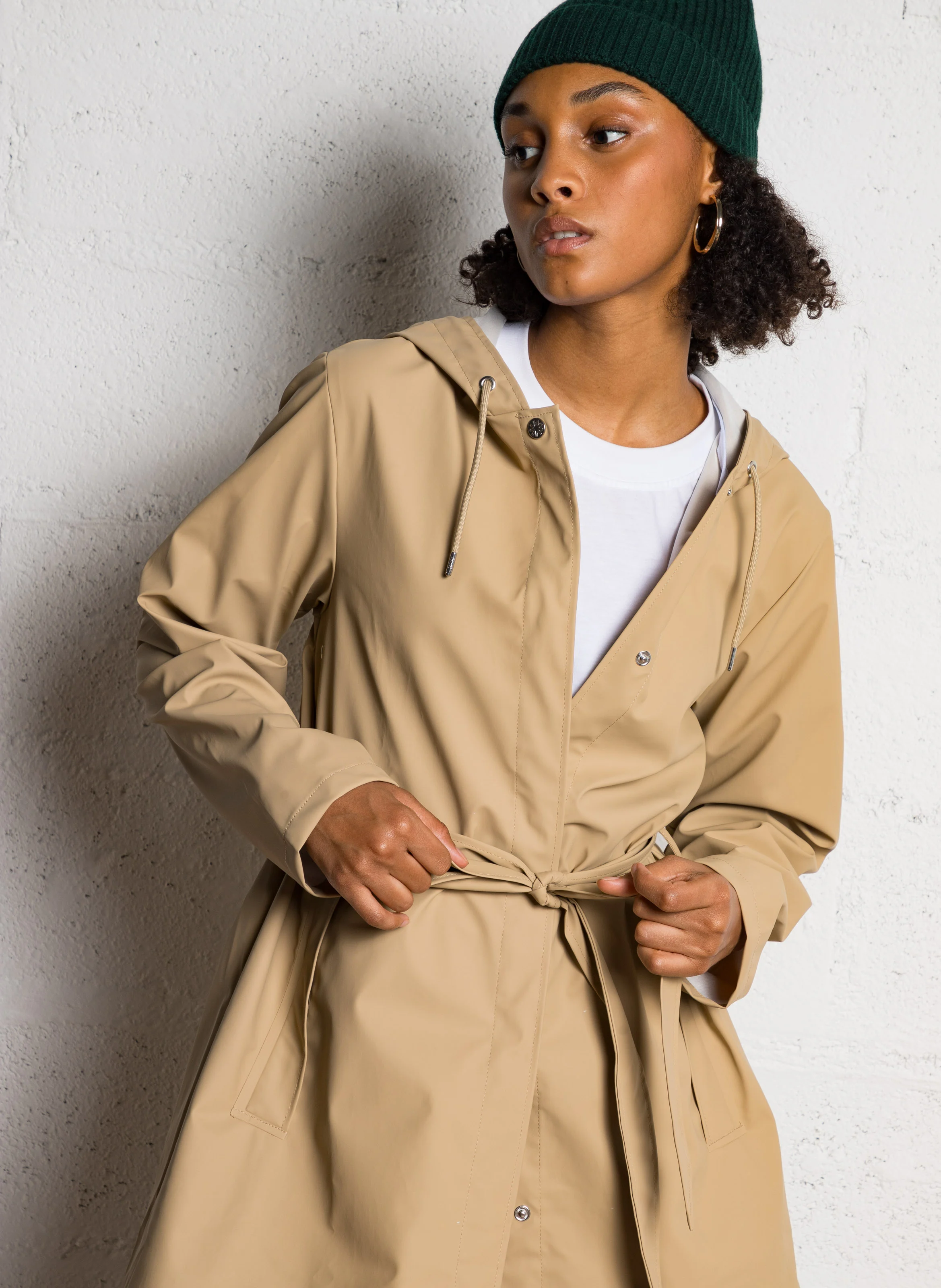 Imperméable droit col rond | Beige