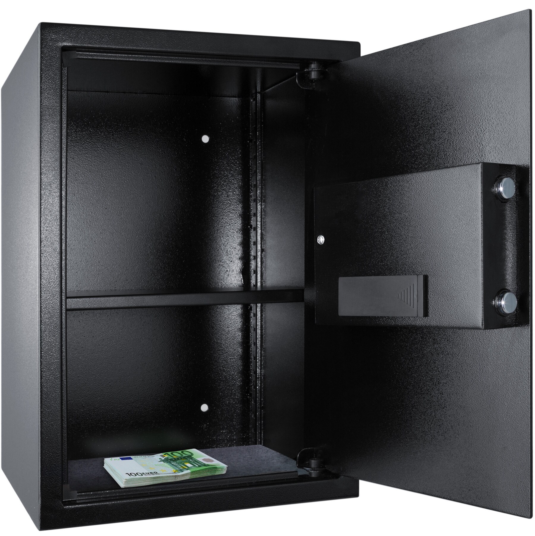tectake® Elektronischer Safe, mit Doppelbolzen-Verschlusssystem, wählbarer Sicherheitscode und 2 Schlüssel zur Notöffnung, 50 x 35 x 34,5 cm