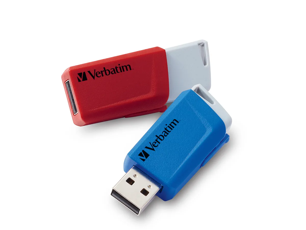 (2er Set) Verbatim - (32GB) Store'n'Click USB 3.2 Gen 1 Speicher Stick Flash Drive 80 Mbit/s (49308) - Rot / Blau