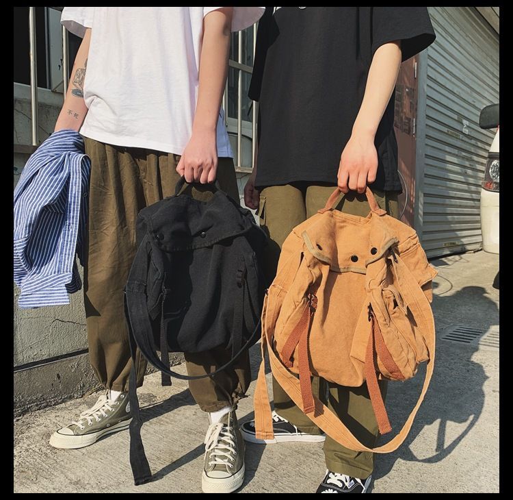 Mulgam - Effen canvas crossbodytas met rits