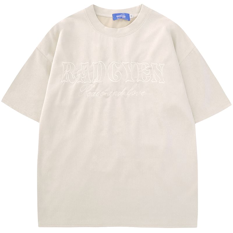 CHIC ERRO - T-shirt met korte mouwen, ronde hals en geborduurde letters