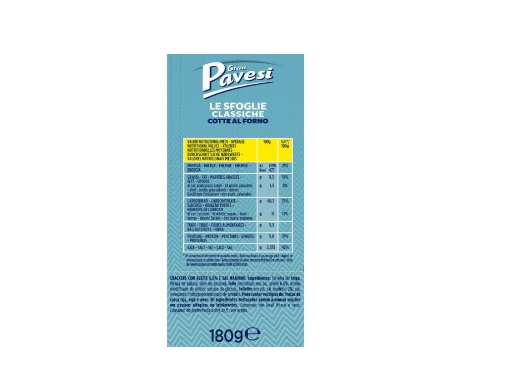 SNACKS PAVESI LE SFOGLIE 180G