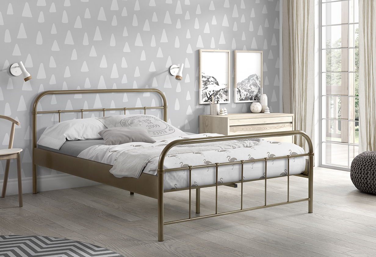 Metallbett BOSTON - stahlgrau - Metall - 140x200 cm