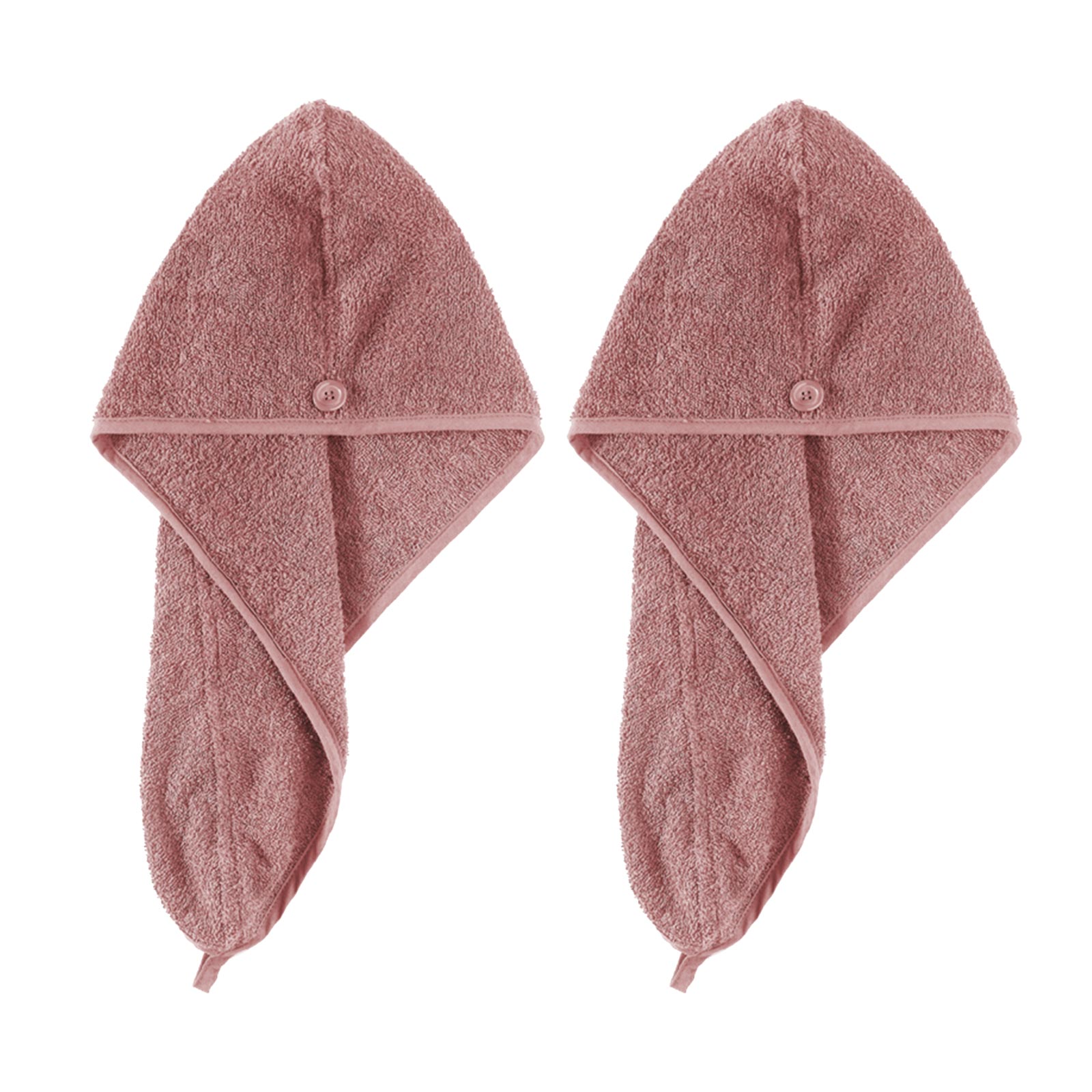 2er-Set Haar-Turban - rosenholz - Baumwolle
