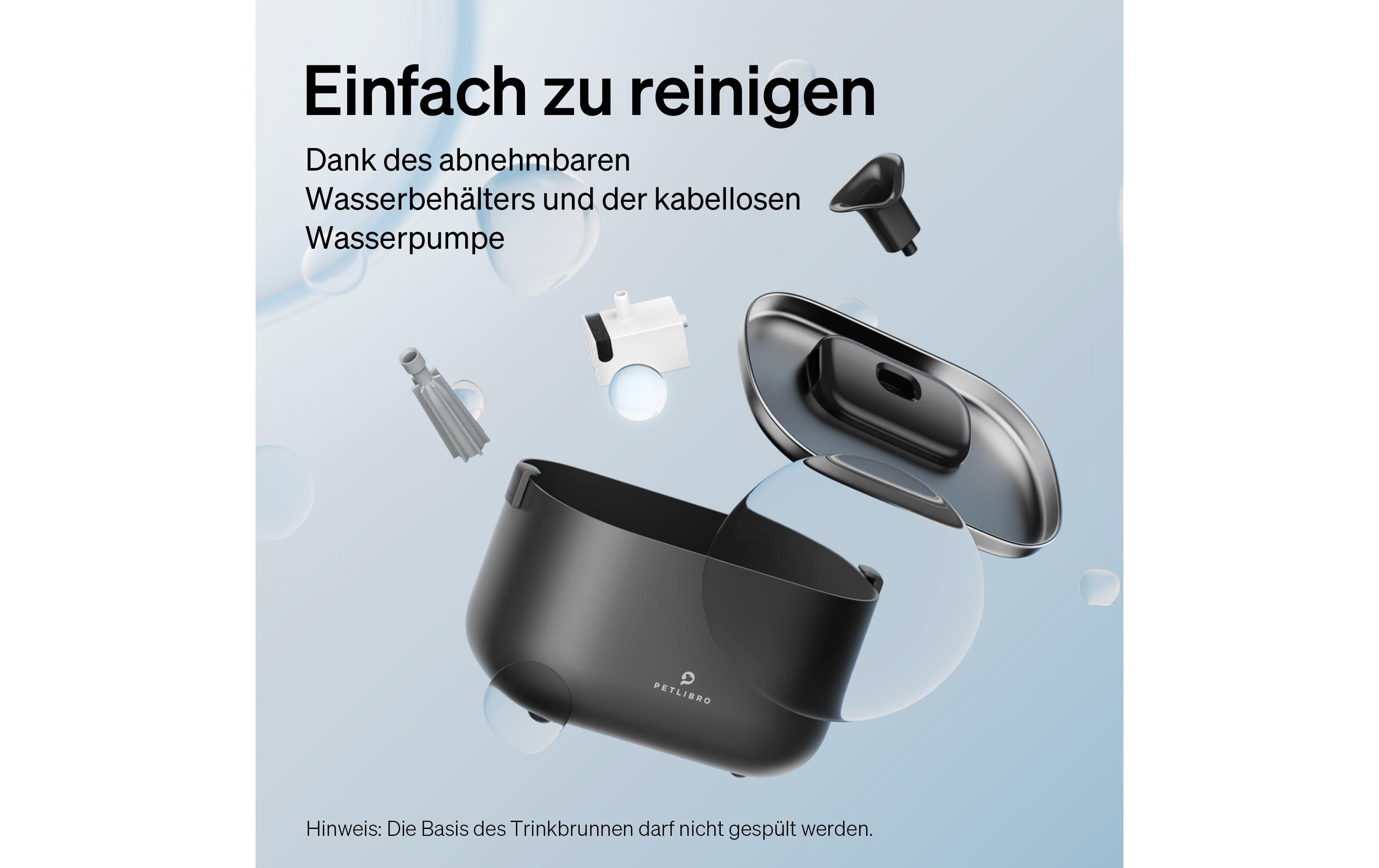 Dockstream intelligenter Katzenbrunnen Schwarz<br>Intelligenter Trinkbrunnen mit App-Steuerung für Haustiere