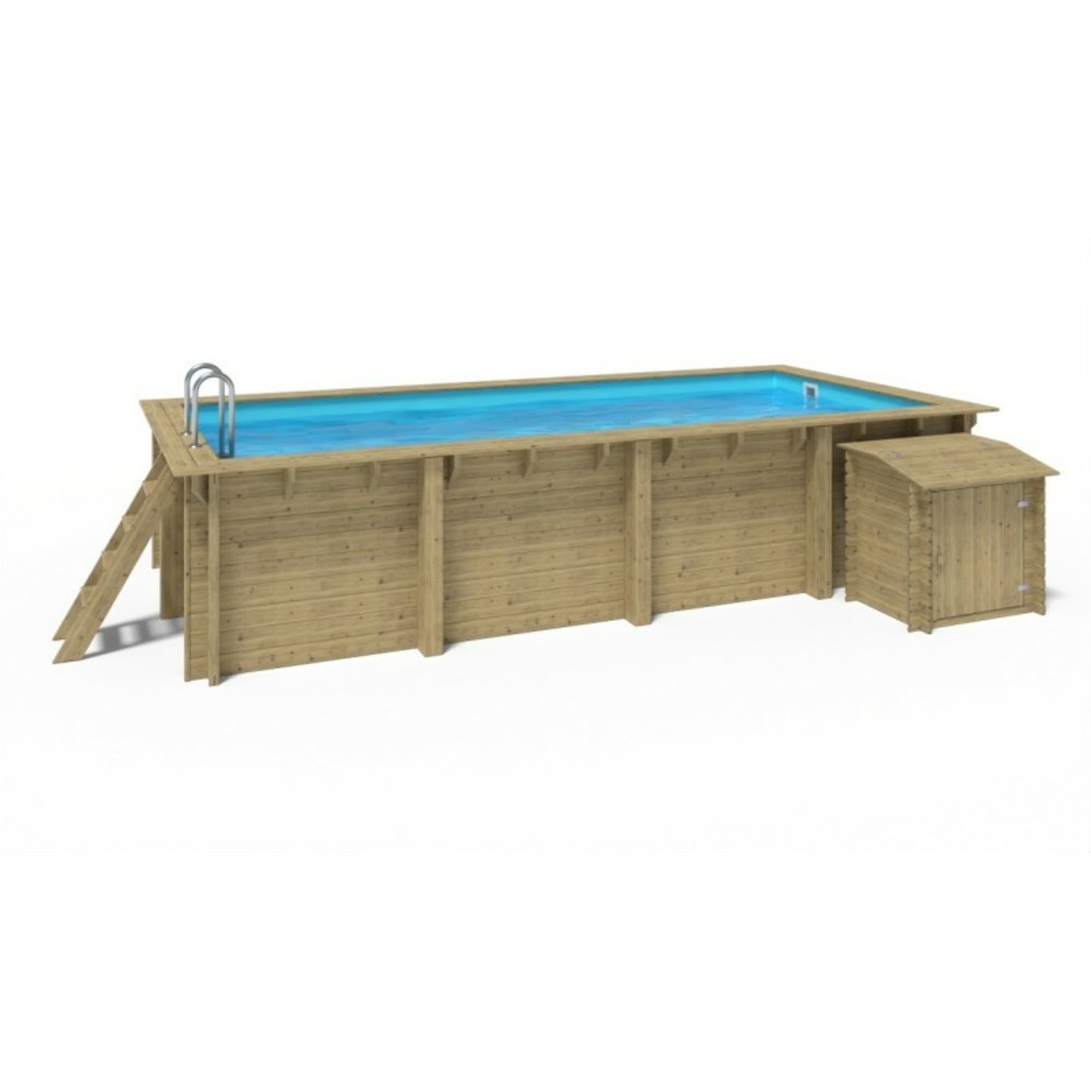 Piscine de jardin en bois - 6,20x3 x h.1,31 m - rectangulaire - coffre de filtration compris