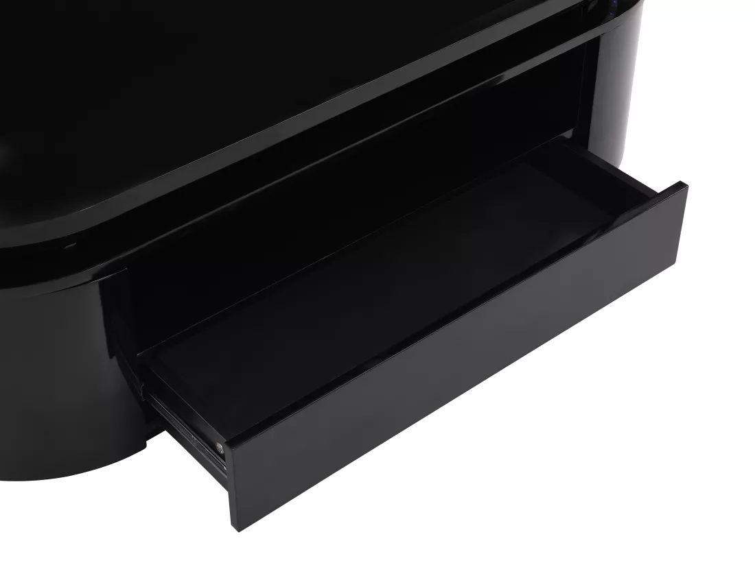 Table basse 4 portes et 1 tiroir avec LEDs en MDF - Noir laqué - VANDANA