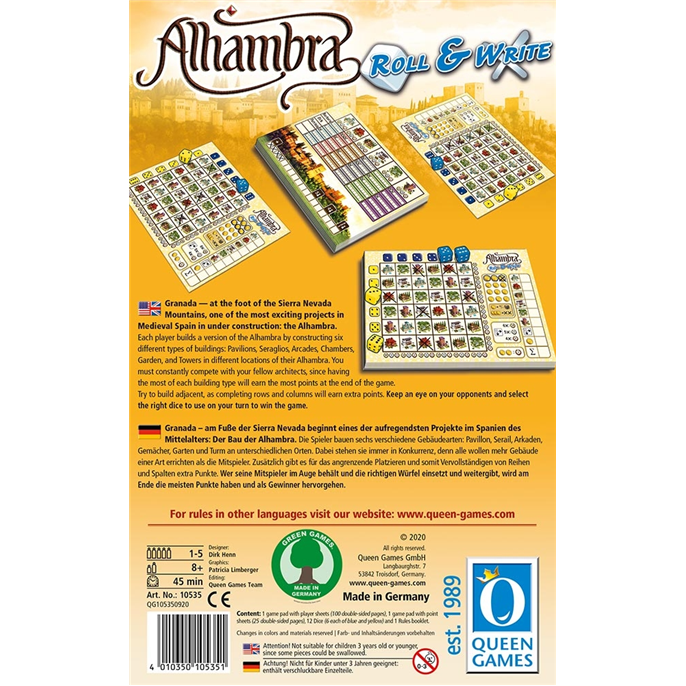 Alhambra : Roll  et  Write