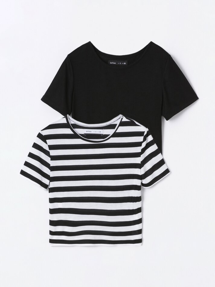 Conjunto com 2 camisetas cropped - Pretas