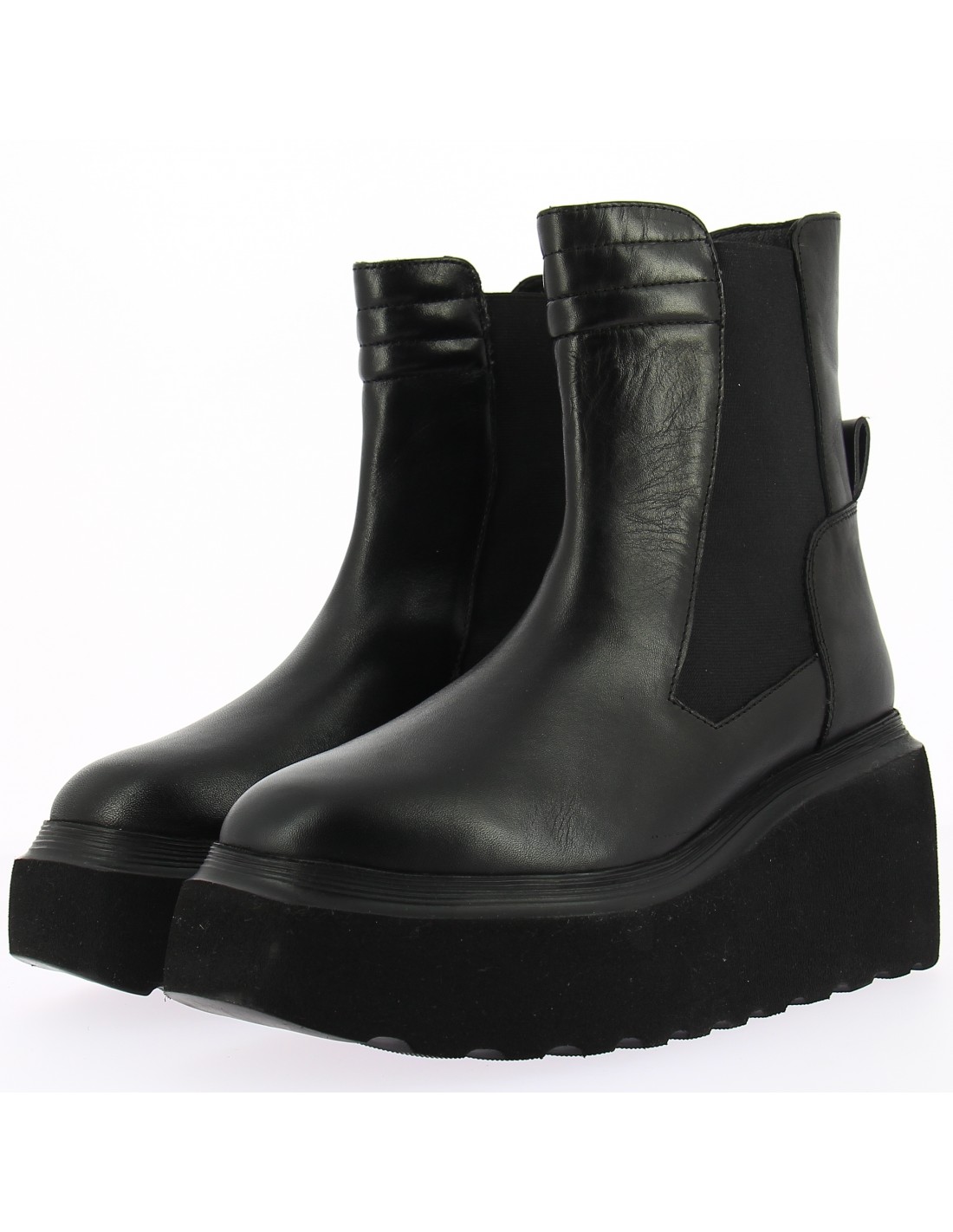 kharisma bottines chelsea compensées femme cuir noir