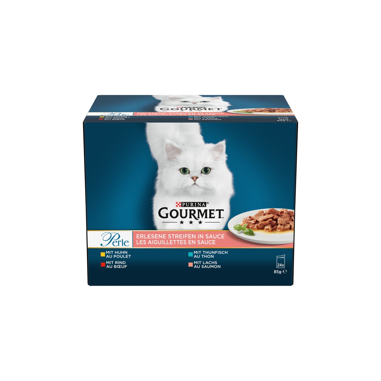 GOURMET Perle Erlesene Streifen in Sauce Sorten Mix 24x85 g