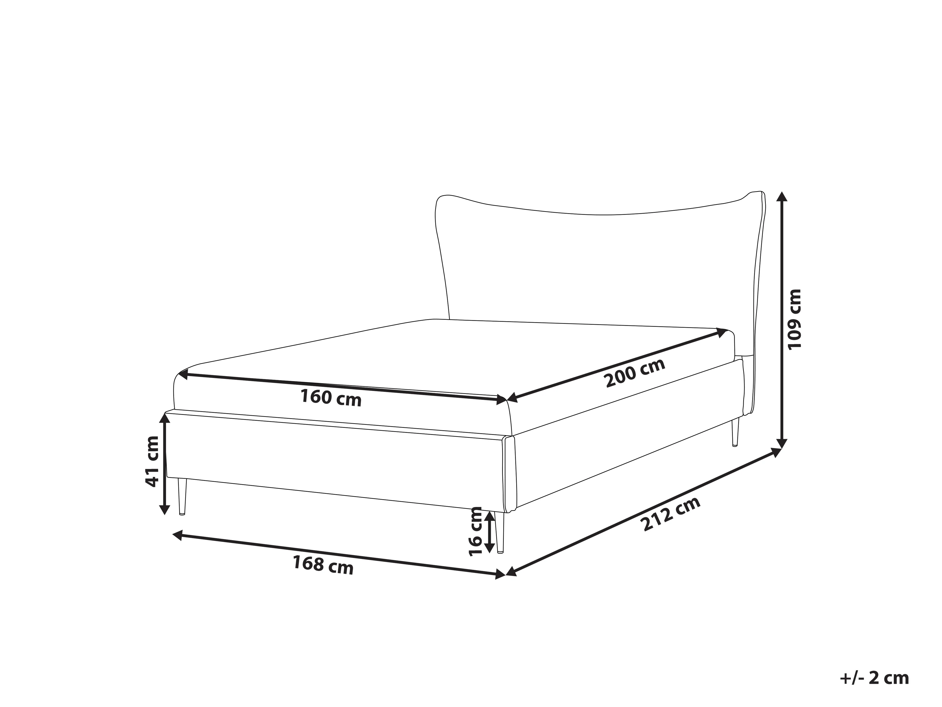 Bed Fluweel CHALEIX 160 x 200 cm Lichtgrijs