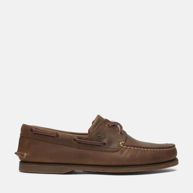 Scarpa da Barca in Pelle Classic da Uomo in                marrone scuro