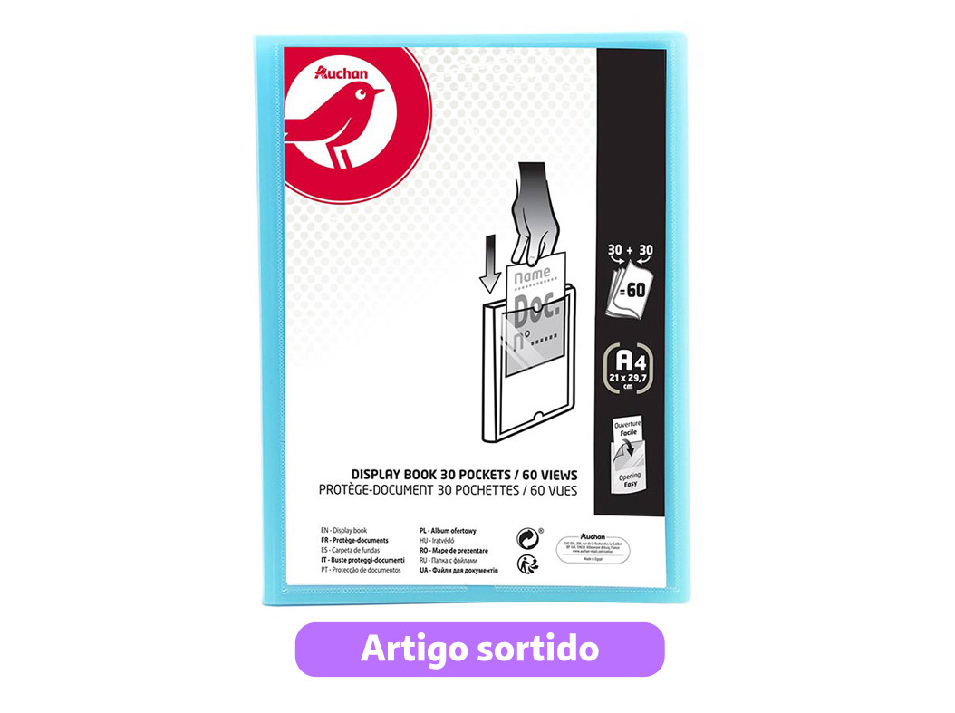 PORTFÓLIO AUCHAN A4 30 30 BOLSAS CORES SORTIDAS
