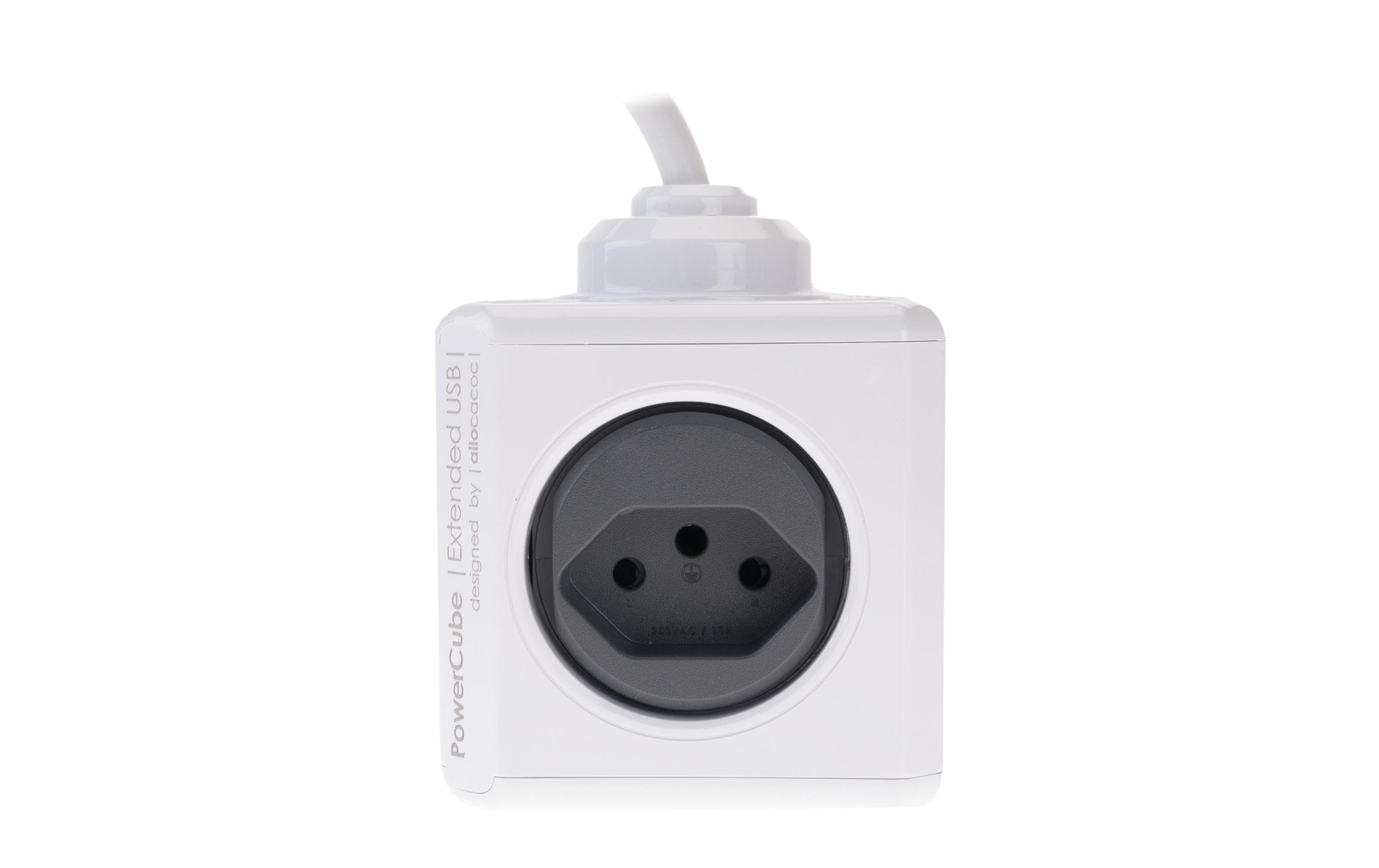 Tischsteckdosenleiste PowerCube Extended USB 4x T13Mehrfachstecker im stylischen Würfel-Design